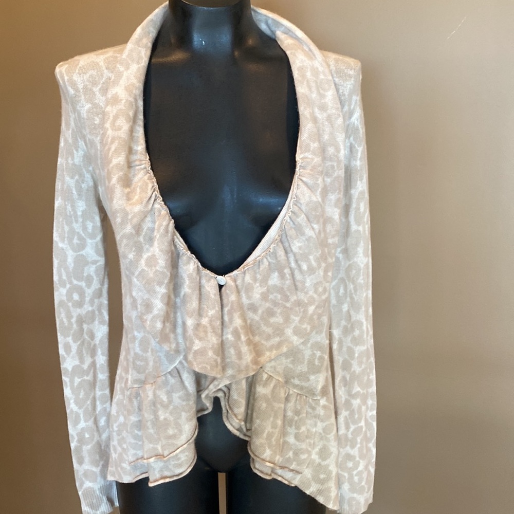 Rebecca Taylor leopard ruffle Cardigan
